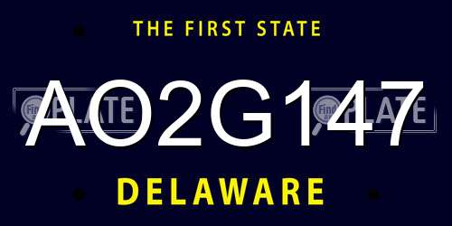 AO2G147 Delaware License Plate