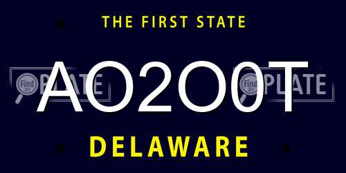 AO2O0T Delaware License Plate