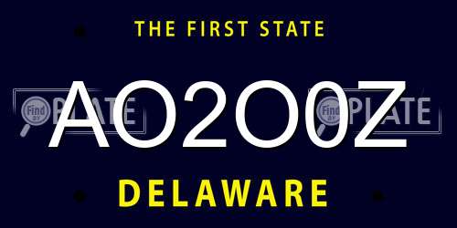AO2O0Z Delaware License Plate