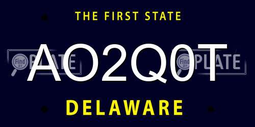 AO2Q0T Delaware License Plate