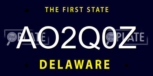 AO2Q0Z Delaware License Plate