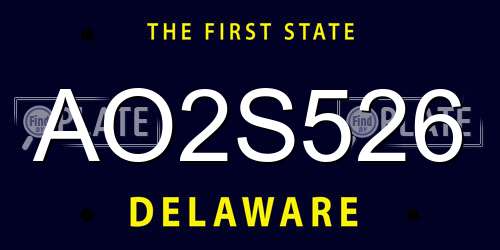 AO2S526 Delaware License Plate