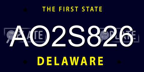 AO2S826 Delaware License Plate