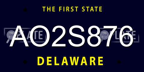 AO2S876 Delaware License Plate