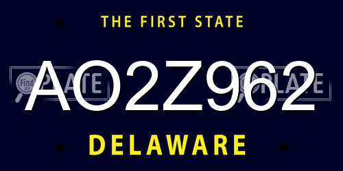 AO2Z962 Delaware License Plate