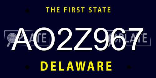 AO2Z967 Delaware License Plate