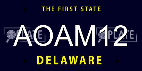AOAM12 Delaware License Plate