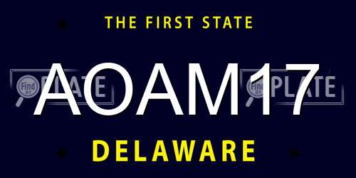 AOAM17 Delaware License Plate