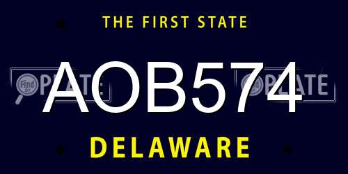 AOB574 Delaware License Plate