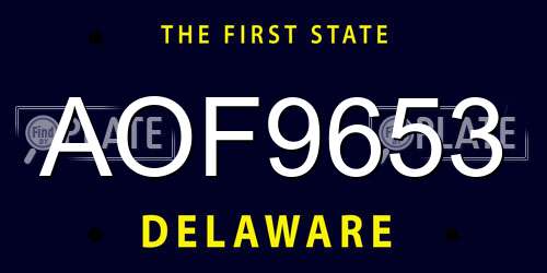 AOF9653 Delaware License Plate