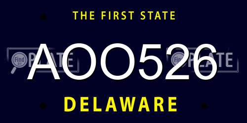 AOO526 Delaware License Plate