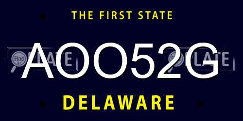 AOO52G Delaware License Plate