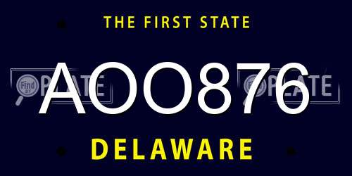 AOO876 Delaware License Plate