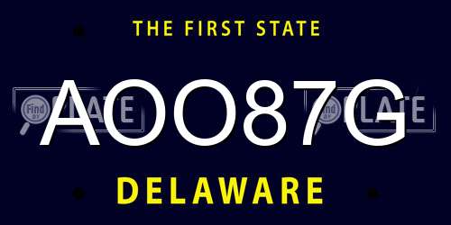 AOO87G Delaware License Plate
