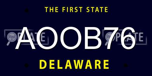 AOOB76 Delaware License Plate
