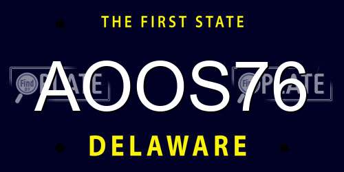 AOOS76 Delaware License Plate