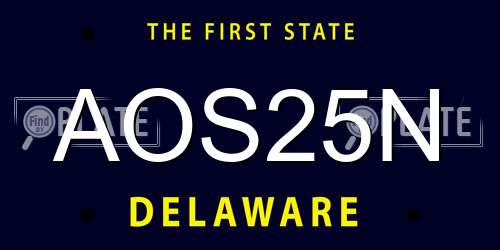 AOS25N Delaware License Plate