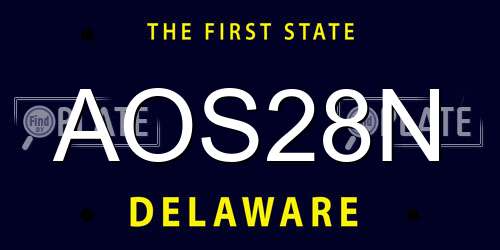 AOS28N Delaware License Plate