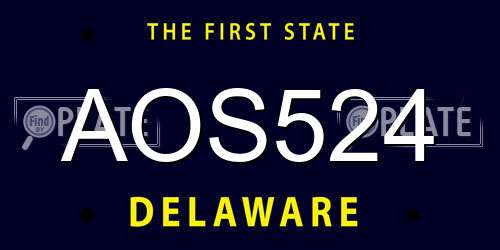 AOS524 Delaware License Plate