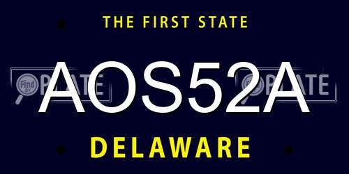 AOS52A Delaware License Plate