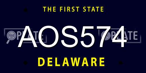 AOS574 Delaware License Plate