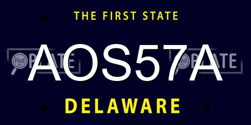 AOS57A Delaware License Plate