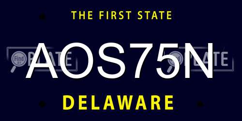 AOS75N Delaware License Plate