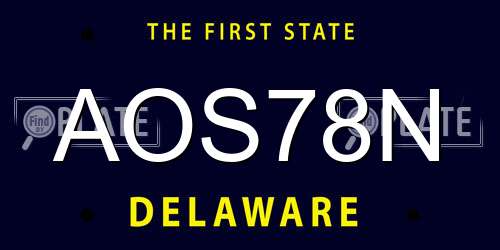 AOS78N Delaware License Plate