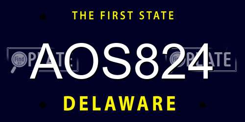 AOS824 Delaware License Plate