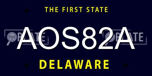 AOS82A Delaware License Plate