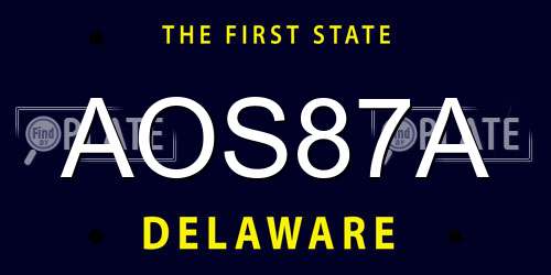 AOS87A Delaware License Plate