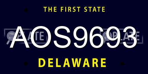 AOS9693 Delaware License Plate
