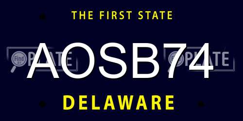 AOSB74 Delaware License Plate