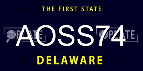 AOSS74 Delaware License Plate