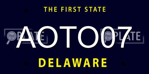 AOTO07 Delaware License Plate