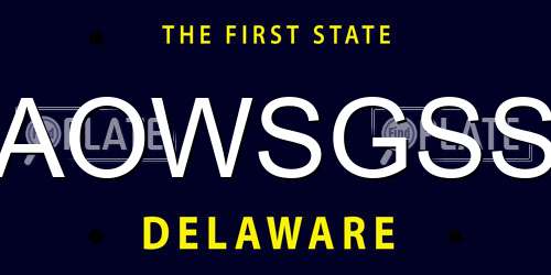 AOWSGSS Delaware License Plate
