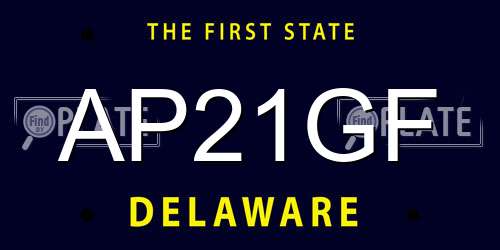 AP21GF Delaware License Plate