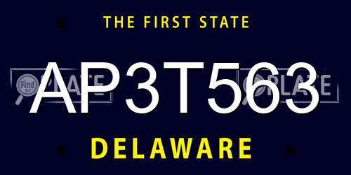 AP3T563 Delaware License Plate