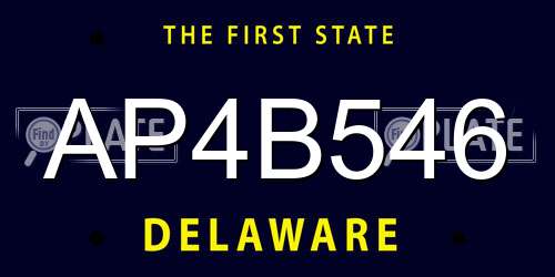 AP4B546 Delaware License Plate