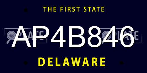 AP4B846 Delaware License Plate