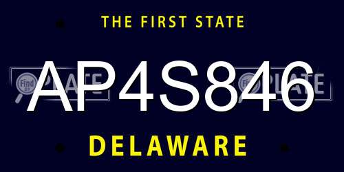 AP4S846 Delaware License Plate