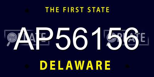 AP56156 Delaware License Plate