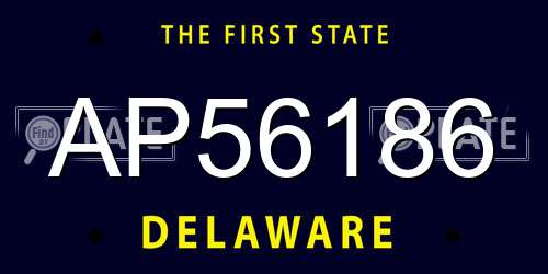 AP56186 Delaware License Plate