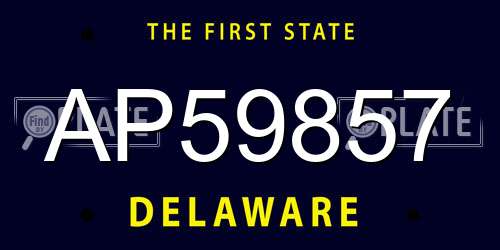 AP59857 Delaware License Plate