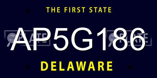 AP5G186 Delaware License Plate