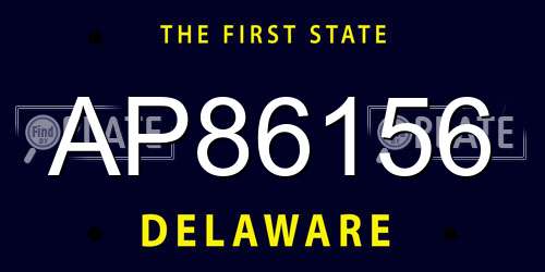 AP86156 Delaware License Plate