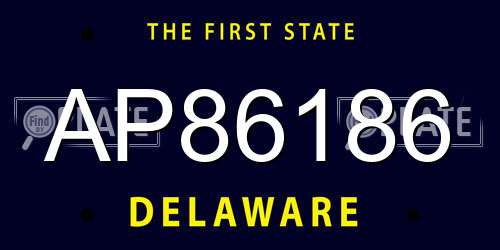 AP86186 Delaware License Plate