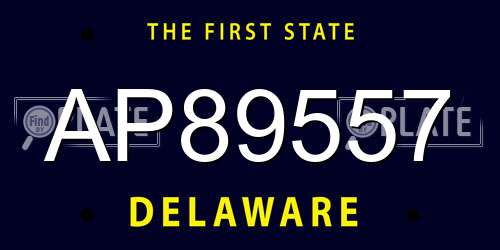 AP89557 Delaware License Plate