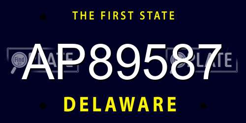 AP89587 Delaware License Plate