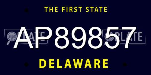 AP89857 Delaware License Plate